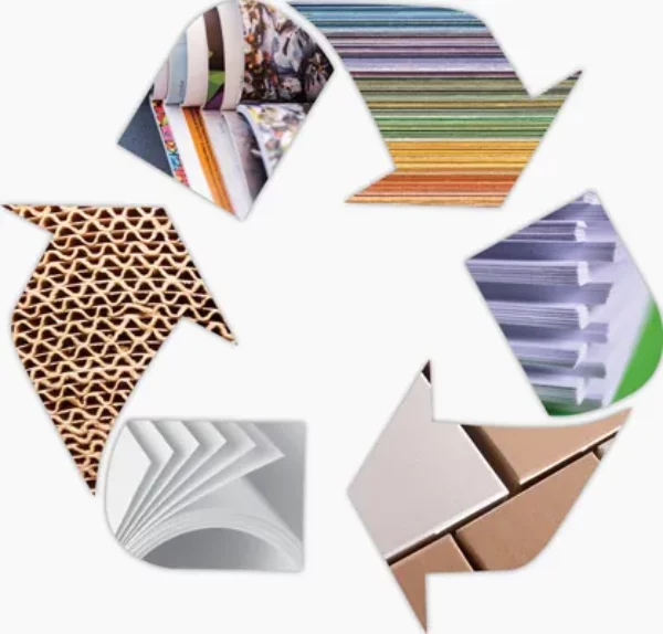 Recycling logo using paper product images.