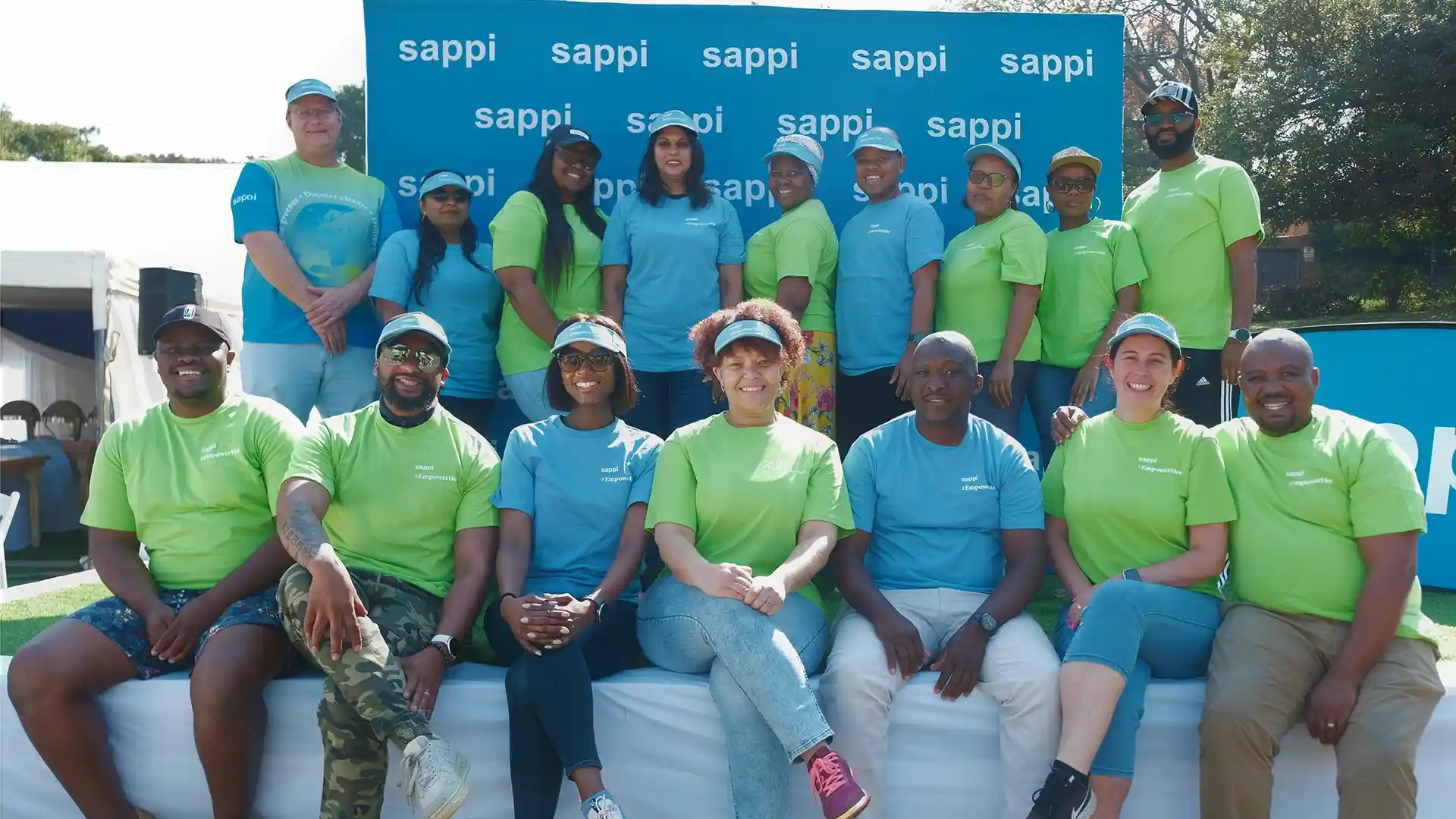 The Sappi team for the launch of the netball programme at a community tournament.